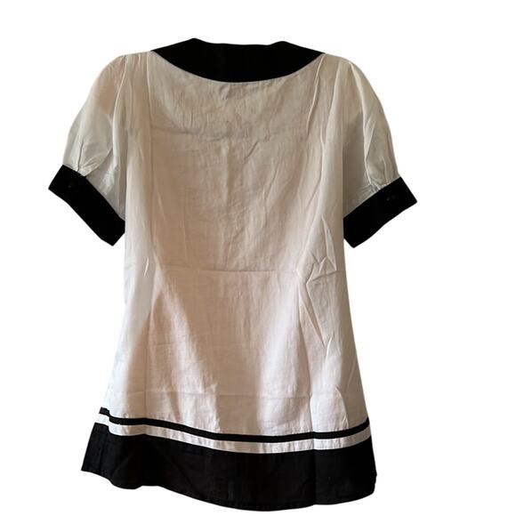 DV❤️DN White & Black Embellished Tunic Blouse Size Small Y2K - Picture 3 of 8